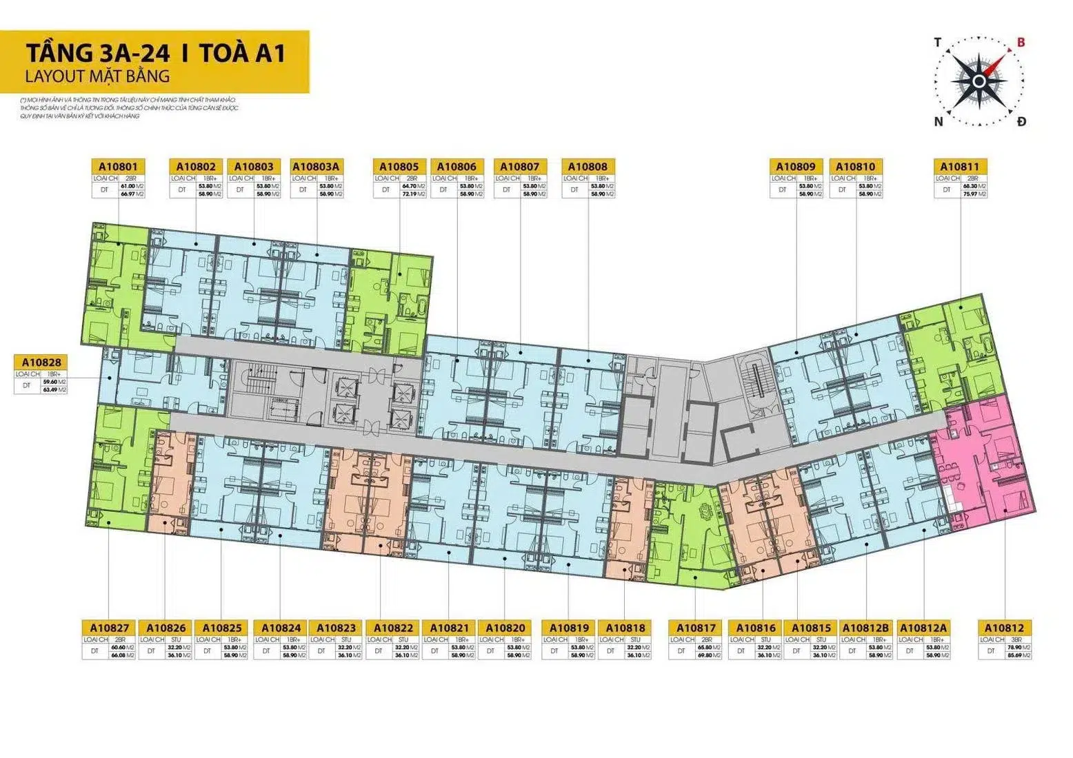 Mat bang 3a 24 toa a1 sun cora tower da nang