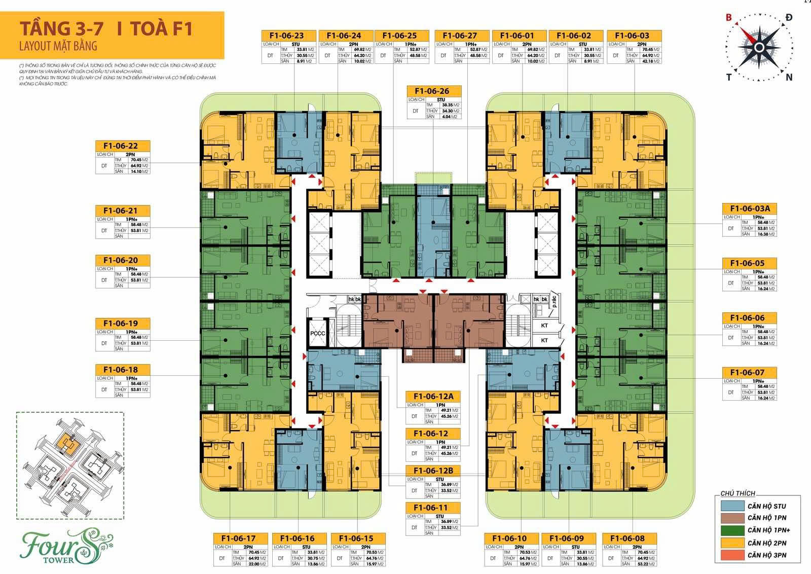 Mat bang tang 3 7 toa f1 fours tower da nang