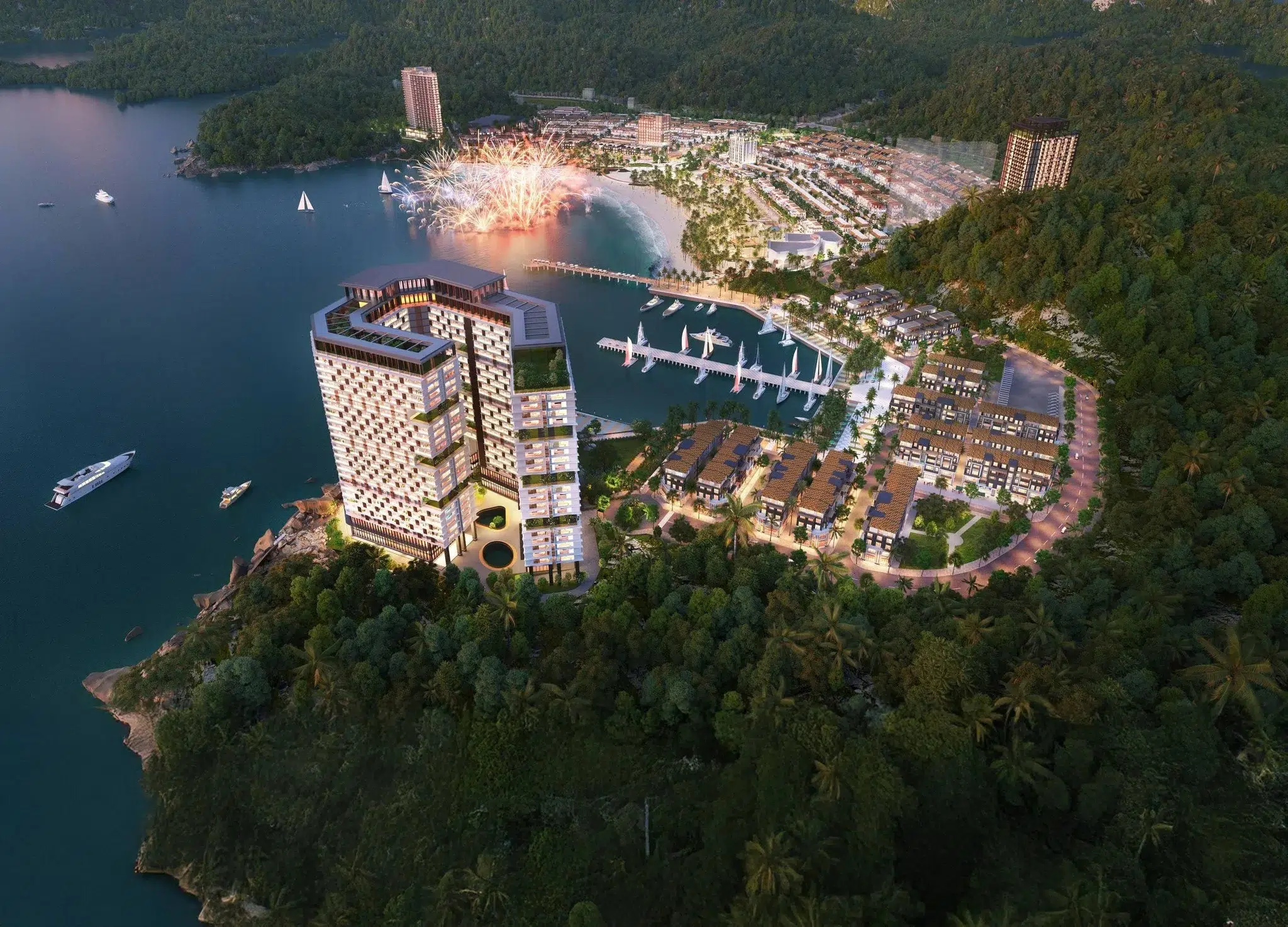 Phoi canh thap thanh long xanh island cat ba