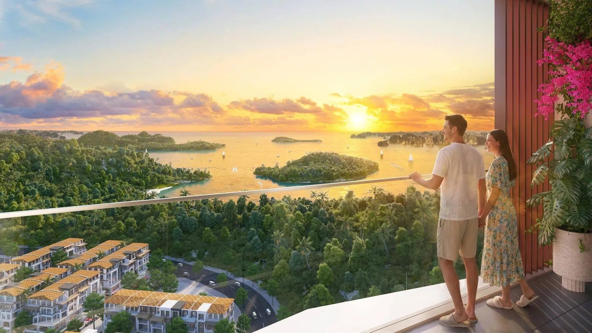 View ban cong thap thanh long xanh island cat ba