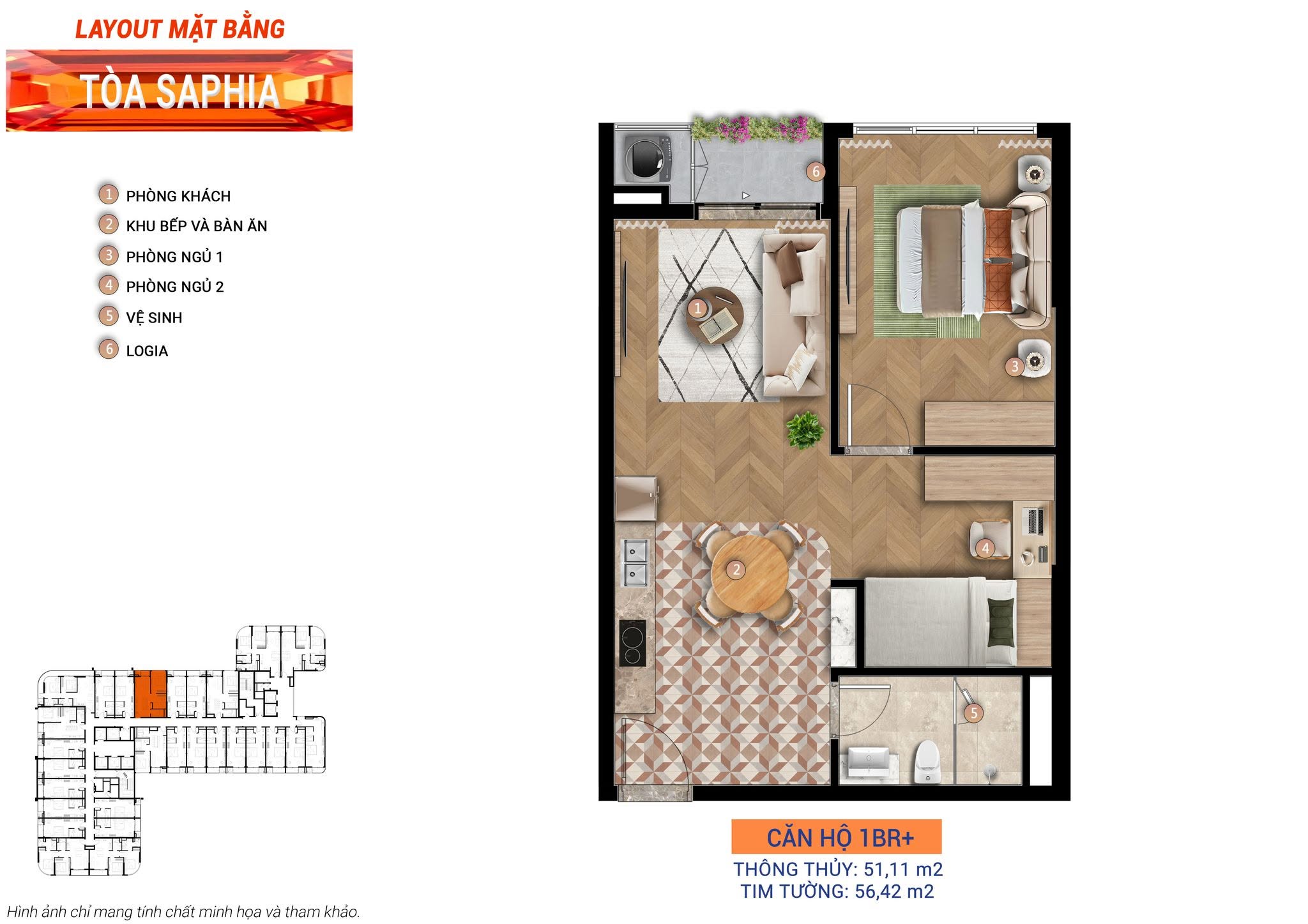 Mat bang can 1br 1 Sun Saphia Residence