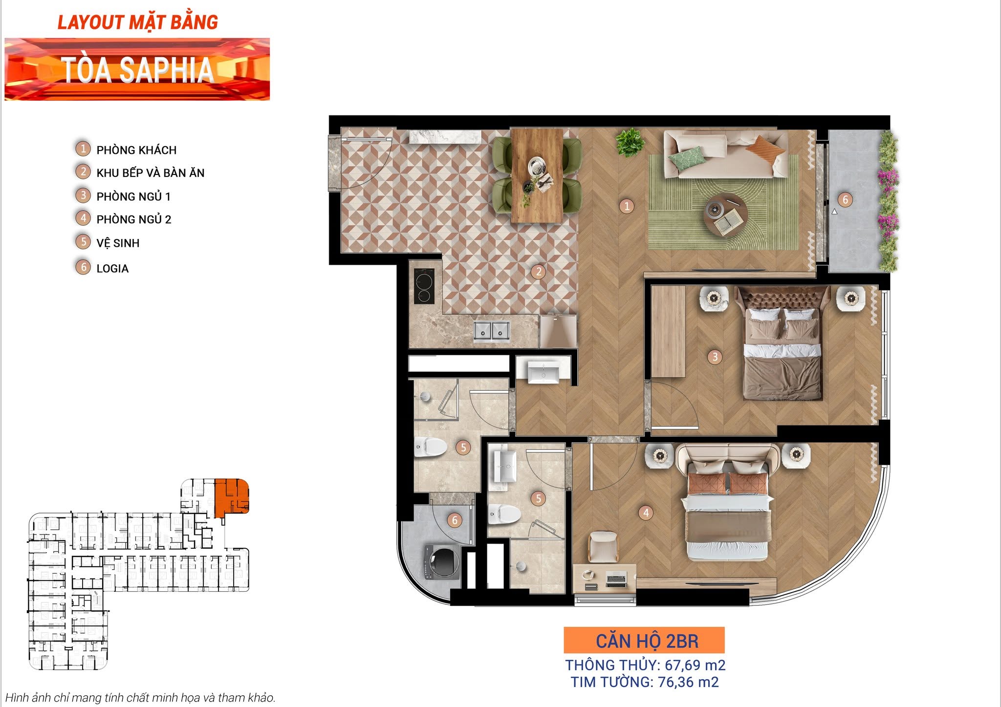 Mat bang can 2br Sun Saphia Residence