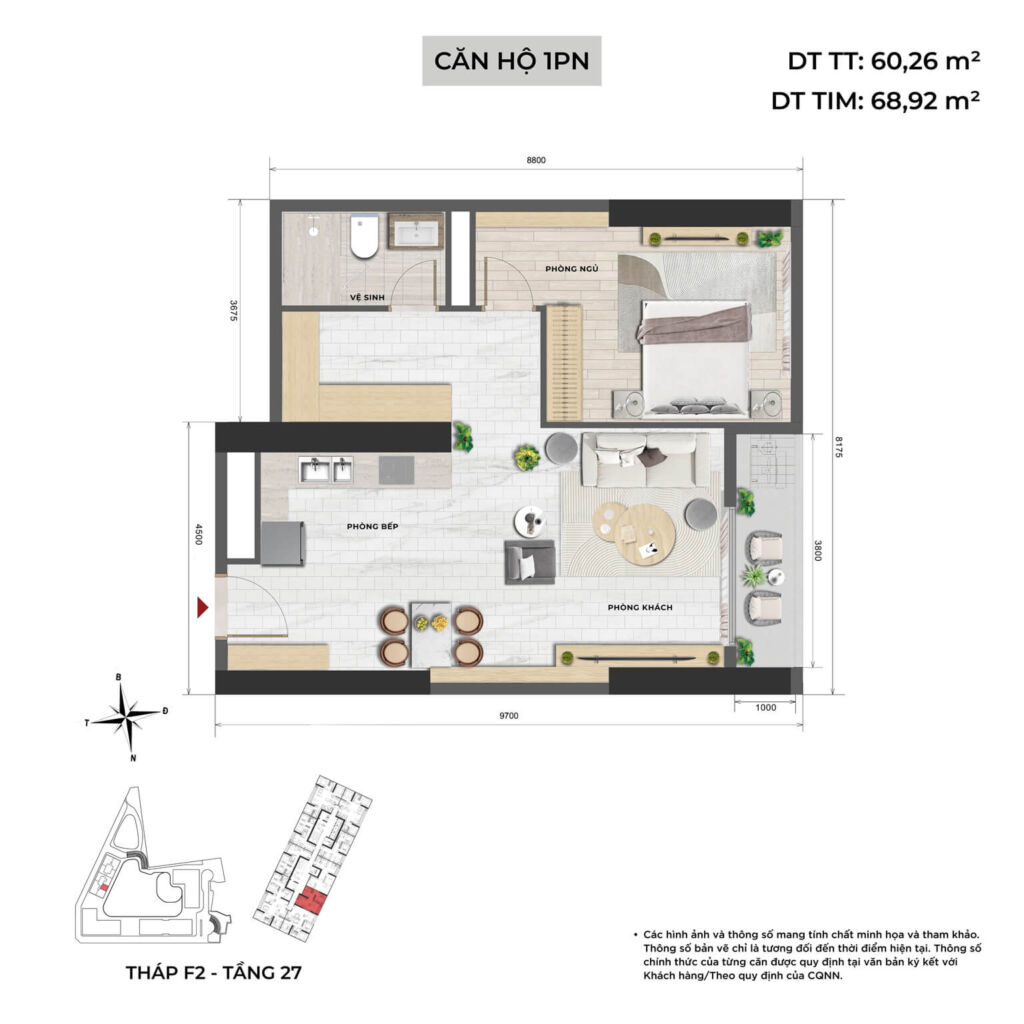 Mat bang can ho 1 ngu du an sun feliza suites