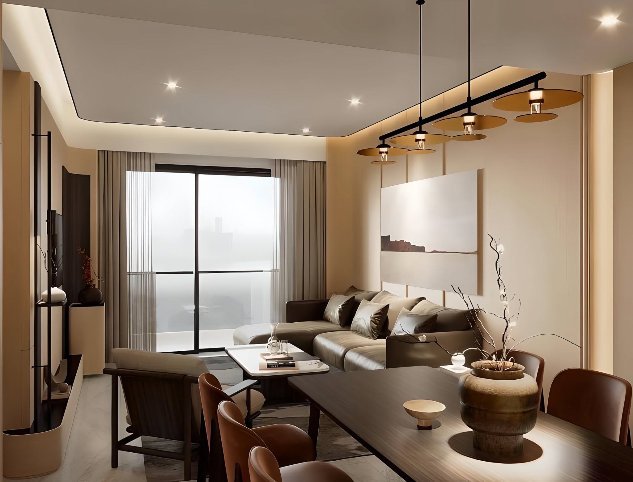 Noi that mau phong khach can ho sun feliza suites